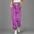thumbnail image 2 of Arlun,Halloween Sweatpants for Women Stretch Drawstring High Waisted Baggy Joggers 2025 Fashion Funny Cute Halloween Patterned Wide Leg Cinch Bottom Casual Trousers Hot Pink M, 2 of 4