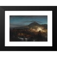 thumbnail image 2 of Oswald Achenbach 14x11 Black Modern Framed Museum Art Print Titled - Fireworks in Toree Dell Annunziata, 2 of 5