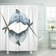 thumbnail image 1 of Cortina de ducha ABPHQTO de baño de plata de Animal submarino realista blanco ballena de mano de Narval de acuarela de agua azul 165x180 cm, 1 of 2