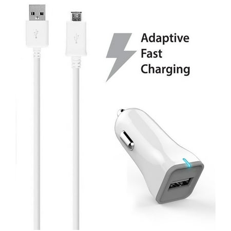 Ixir Huawei P9 lite Charger Micro USB 2.0 Cable Kit by Ixir - (Car Charger + Cable) True Digital Adaptive Fast Charging uses dual voltages for up to 50% faster charging!