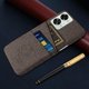thumbnail image 5 of KAIYANG Funda trasera ultrafina con textura de tela para OnePlus Nord 2T 5G, carcasa de PC con ranuras para dos tarjetas, estilo E, color marrón, 5 of 5