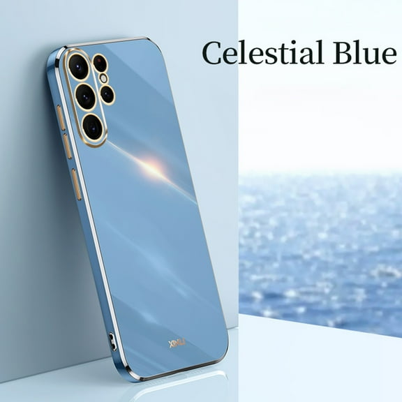 Allytechgroup for Samsung Galaxy S25 Ultra Case, Electroplating Design Shockproof Slim Fit Anti-Scratch Bumper Phone Case Cover for Samsung Galaxy S25 Ultra for Women Men, Blue