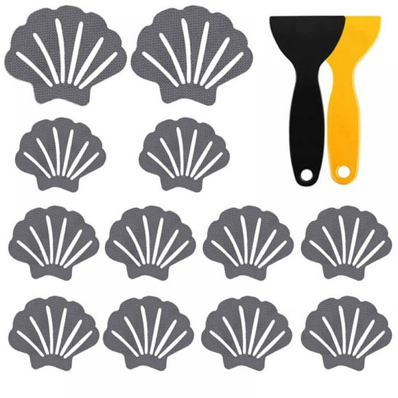 Non Slip Bathtub Stickers, 12 Pack Shell Style Anti Slip Shower Sticker for Bathtub, Bathroom, Kitchen, Stairs Steps, with Scraper