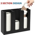 thumbnail image 2 of Acrylic Cup and Lid Holder, 3 Compartment, Disposable Coffee Cup Dispenser Cup Storage Organizer, Black, 2 of 7