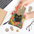 thumbnail image 5 of PU Leather Coin Purse Wallet Compact Water-Resistant Card Cases Money Organizers Black Cat Among Colorful Flowers, 5 of 7