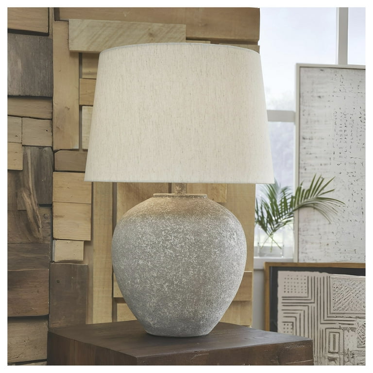 Signature Design by Ashley Table Lamp, Distressed Gray, Paper