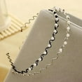 thumbnail image 6 of Grofry Headband Korean Fashion Rhinestone Faux Pearl Wave Pattern Hairpin Hair Band Headband, 6 of 8