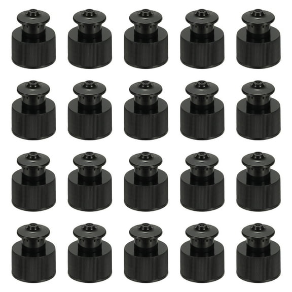 Uxcell 20 Pcs 24/410 Plastic Push Pull Caps, 24mm Water Bottle Caps Twisted Sport Bottle Lids Leak Proof Lid for Water Bottles Replacement Portable Bottles Lid, Black