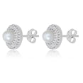 thumbnail image 2 of AVORA 925 Sterling Silver 5.25mm Freshwater Pearl and Simulated Diamond CZ Halo Stud Earrings, 2 of 6