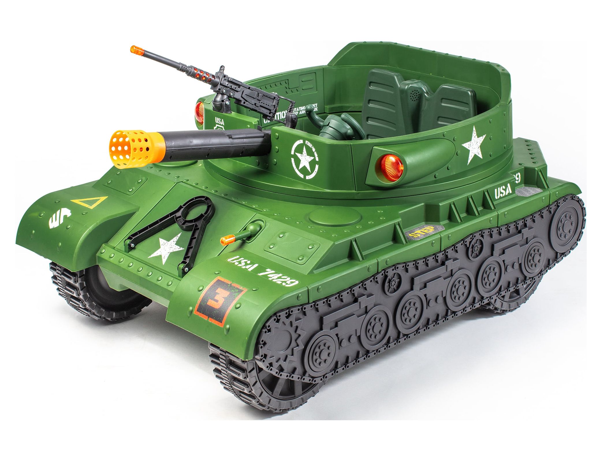 NEW WALMART EXCLUSIVE Adventure Force 24 Volt Thunder Tank GREEN Ride-On With Working Cannon and Rotating Turret! For Boys & Girls Ages 3 and up - image 4 of 26