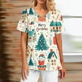 thumbnail image 2 of Garbnen Christmas Scrubs for Women Funny Xmas Printed V Neck Short Sleeve Fall Womens Scrub Top Nurse Uniforms with Pocket S-5XL, 2 of 5