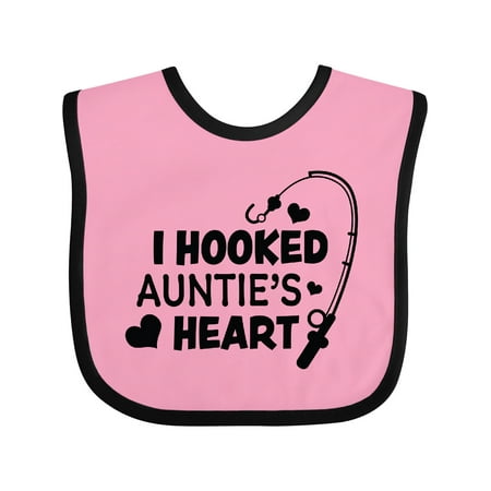 

Inktastic I Hooked Auntie s Heart with Fishing Rod Boys or Girls Baby Bib