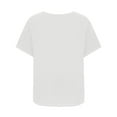 thumbnail image 4 of Hauts d'Été pour Femmes Col Rond Bouton Coton Lin Manches Courtes T-Shirt Uni Décontracté Grande Taille Blouse Tee, 4 of 7