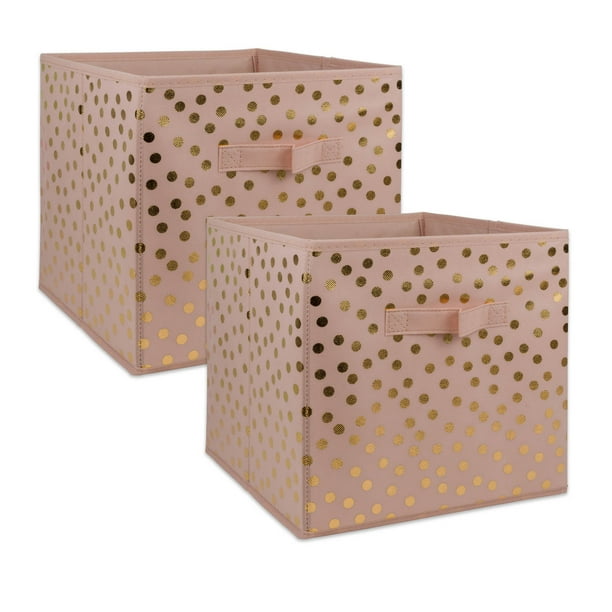 Set Of 2 Pink And Gold Square Cube Storage Bins 11 Com Pink And Gold Square Cube Storage Bins, Square Storage Bins