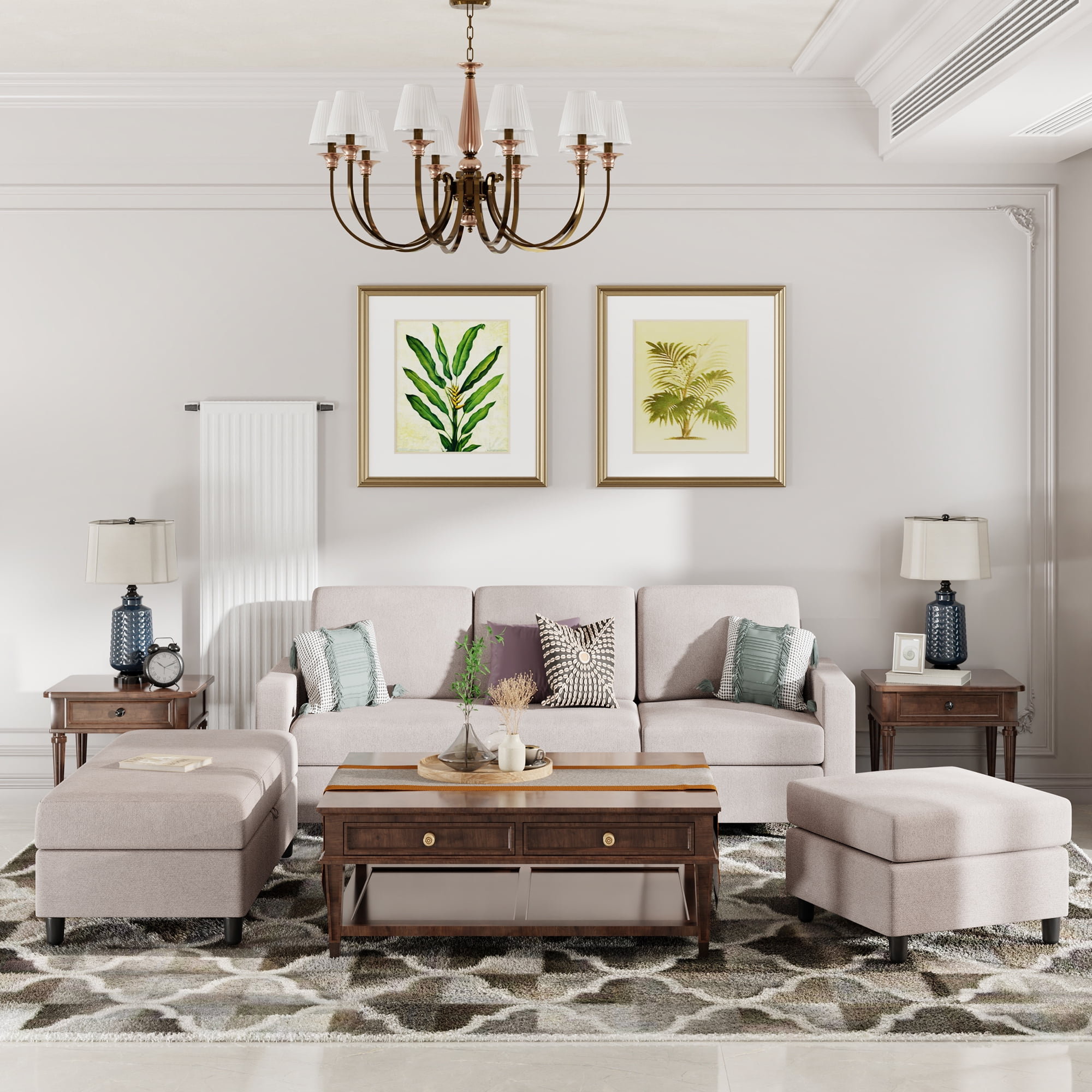 Sobaniilo Soft Couches Set, Convertible Sectional Sofa with Storage