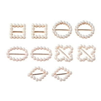 10 Pieces Assorted Size & Shapes Pearl Metal Ribbon Buckle Sliders For Invitation Hair Bow Center Bridal Dress Decoration Acces