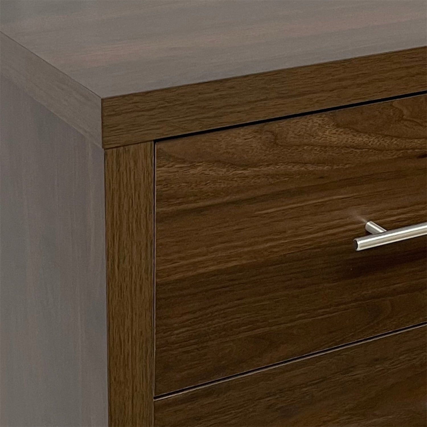 Kadyn MDF 5 Drawer Chest, Tall Dresser Chest for Living Room, Mid Century Drawer Dresser for Bedroom, Walnut