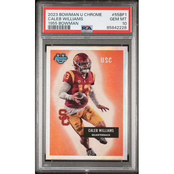 Graded 2023 Topps Bowman U Chrome Caleb Williams #55BF1 1955 Bowman Rookie RC Football Card PSA 10 Gem Mint
