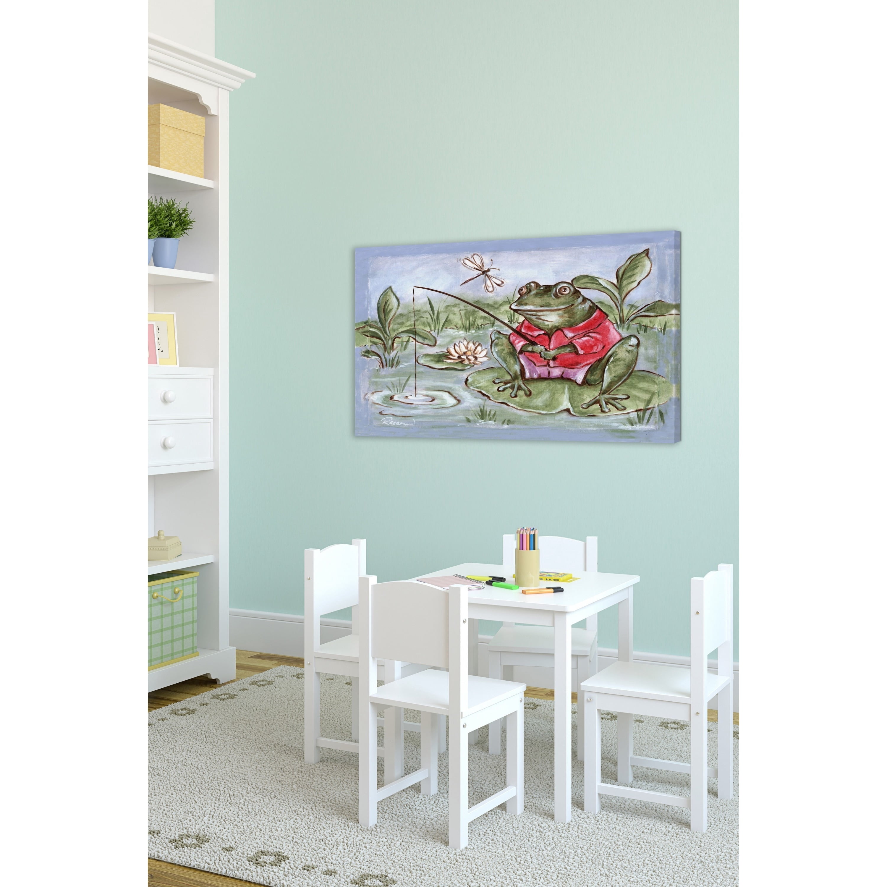 Marmont Hill "Freddie Gone Fishing" by Reesa Qualia Painting Print on Wrapped Canvas