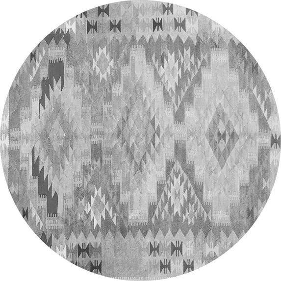 Ahgly Company Indoor Round Southwestern Gray Country Area Rugs, 4' Round