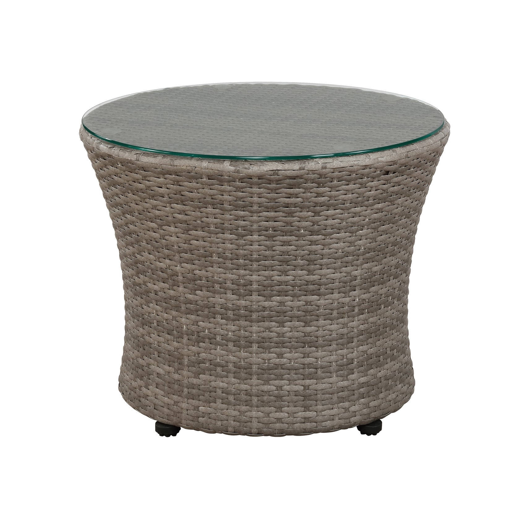 Alaterre 2-Person Wicker Patio Set – 3-Piece Outdoor Furniture with Chairs & Glass Top Table, Gray