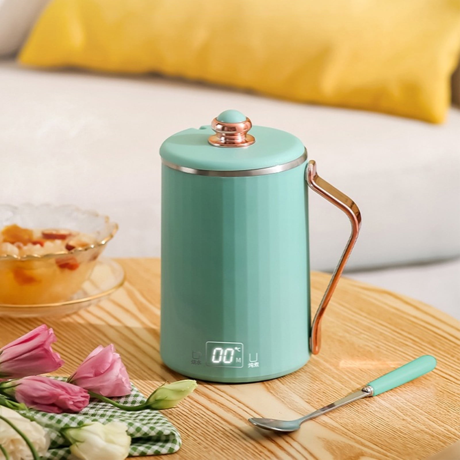 jovati Hot Water Kettle Electric Small Travel Electric Kettle 450Ml Stew Cup 7 Minutes Boil Small Slow Cooker Stainless Steel Portable Saucepan with