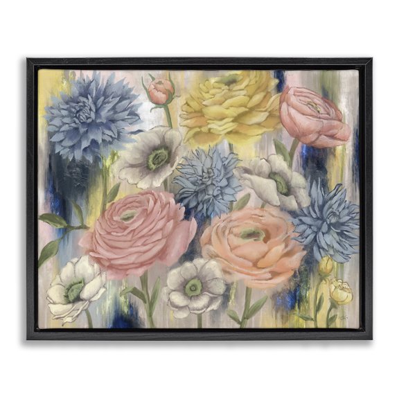 Stupell Industries Transitional Modern Mixed Flower Blooms Black Floating Frame Canvas Art, 31 x 25, by Elizabeth Medley