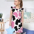 thumbnail image 4 of Fotbe Cow Spots Vestido de Dormir para Niñas de 3 a 10 Años, Mangas Cortas, Estilo Princesa, Pijama Camisón con Mangas Voladas-Large, 4 of 6