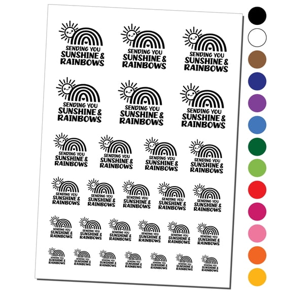 Sending You Sunshine and Rainbows Water Resistant Temporary Tattoo Set Fake Body Art Collection - Orange