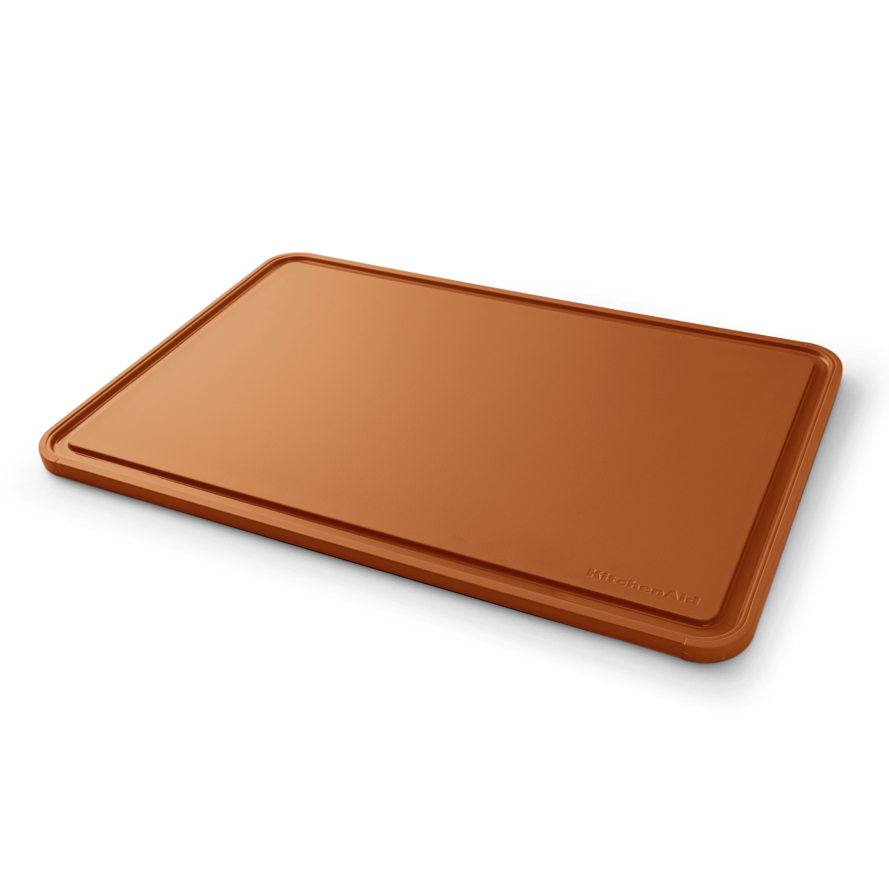 KitchenAid Classic Plastic Cutting Board with Trench, Non-Slip Edges, Dishwasher Safe, 12x18, Scorched Orange