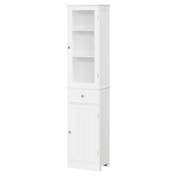 Resenkos White Bathroom Storage Cabinet - Narrow Floor Unit, for Bathroom/Living Room/Entryway/Kitchen