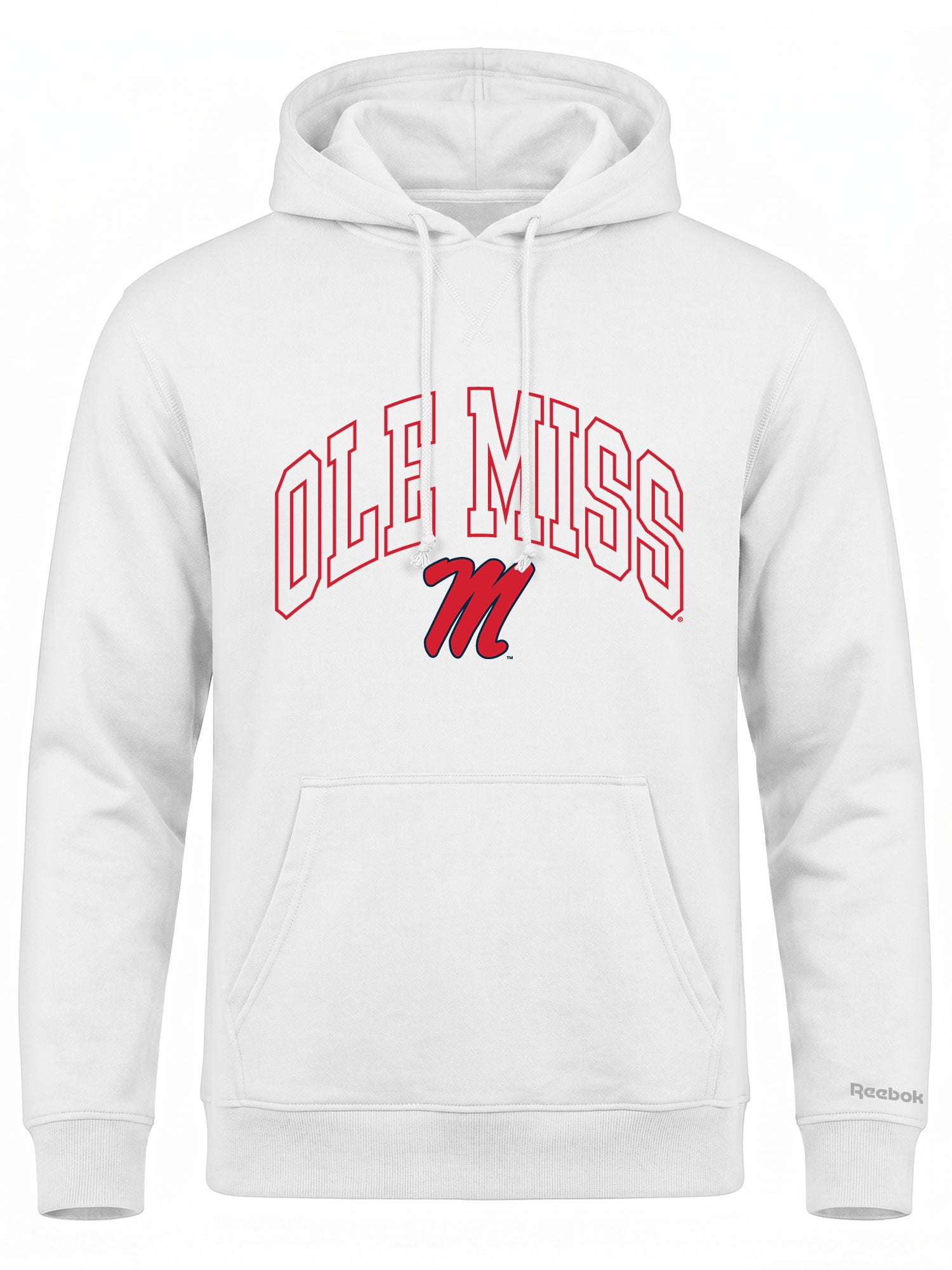 Ole Miss Rebels Reebok Mens White Hooded Sweatshirt