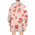 thumbnail image 2 of Strawberry Plants Fruit Cat Flower Pink Pattern Wearable Oversized Blanket,Wearable Blanket Hoodie for Adults,Cozy Hooded Blankets with Super Pockets,Super Warm Fuzzy Pullover for Women & Men, 2 of 6