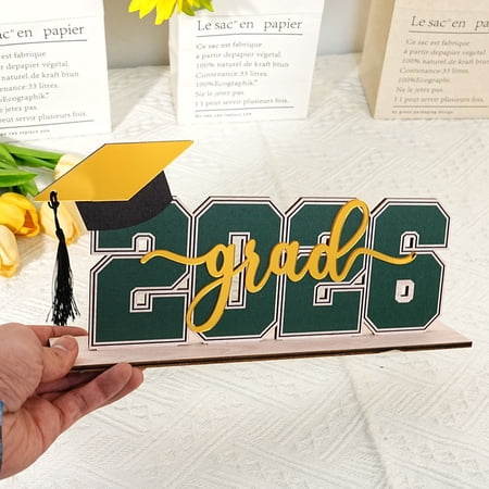 2026 Graduation Season Wooden Tabletop Decorative Ornament 1pc Green Holiday Graduation Gift for Class of 2026 Congrats Grad Party Decor SouvenirM 6 W x 12 L