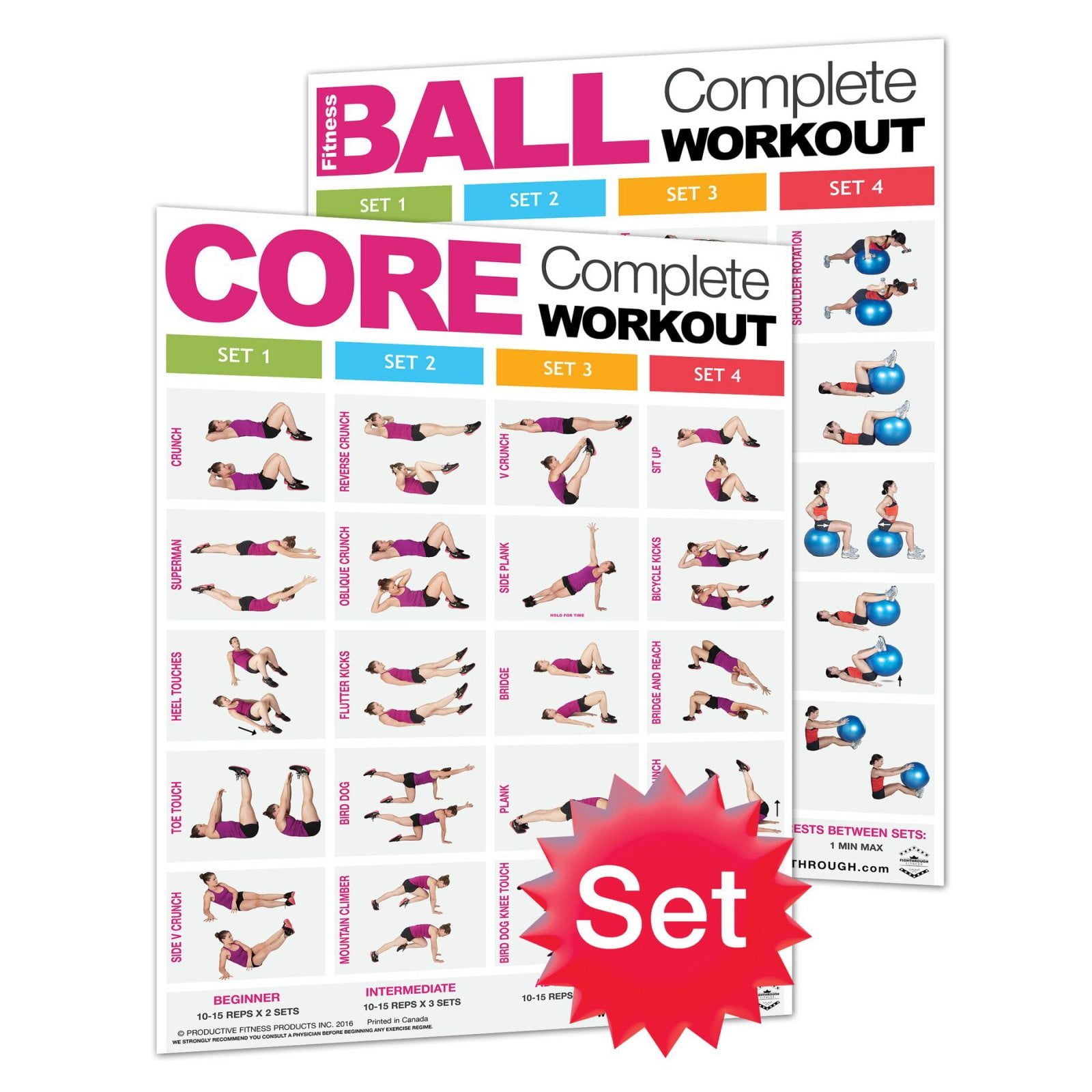 2pc Productive Fitness Fighthrough Work Out Poster Set Laminated