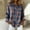 Blue, variant on QUNYINEY Women's Button Down Shirts Vintage Long Sleeve Plaid Tops Loose Fit Collared Lightweight Smocked Women’S Blouses