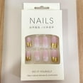 thumbnail image 4 of Ombre French Tip Press on Nails Medium Square Fake Nails Gold Foil Designs Nude White Gradient False Nails Full Cover Glue on Nails Acrylic Coffin Artificial Nails Stick on Nails for Women Girls 24Pc, 4 of 4