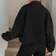 thumbnail image 6 of WTOBBY Women's Fashion Solid Color Baseball Jacket with Long Sleeve, High Neck, Drawstring Hem, and Pockets,Black S, 6 of 7
