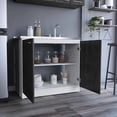 thumbnail image 2 of White and smokey oak freestanding sink cabinet | Enhances kitchen functionality | Made with solid wood + MDF filler, 2 of 4
