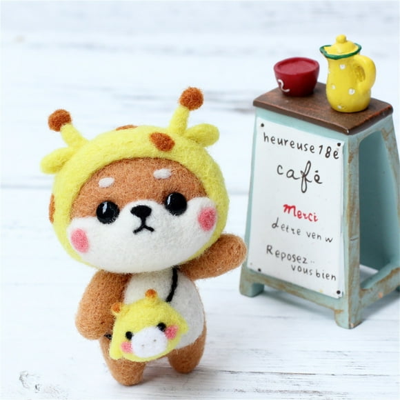 PVCS Cute Dog Pattern Handmade DIY Poke Wool Felts Material Production Package for Kids