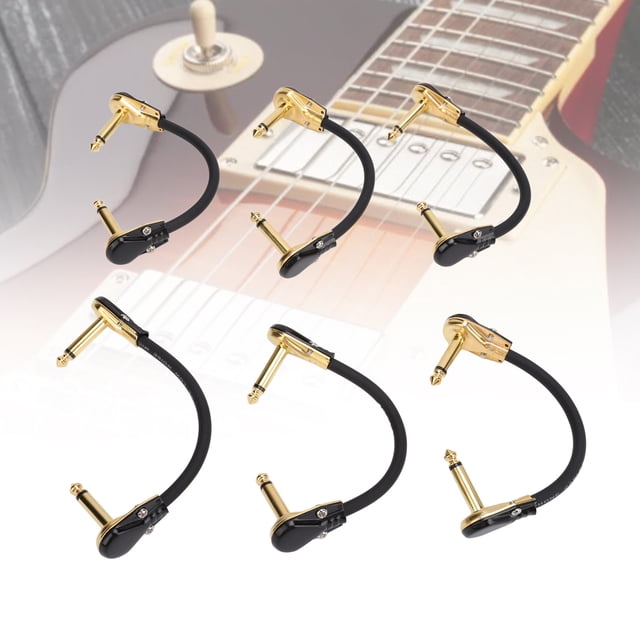 6 Inch Guitar Patch Cable Right Angle Metal Connectors Space Saving for Pedalboard Connections