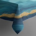 thumbnail image 3 of Teal Marble Gold Wave Pattern Rectangle Tablecloth 60"x84",Waterproof Polyester Rectangle Table Cloth, Wipeable Spillproof Polyester Tablecloth for Dining, Camping, Indoor and Outdoor, 3 of 5