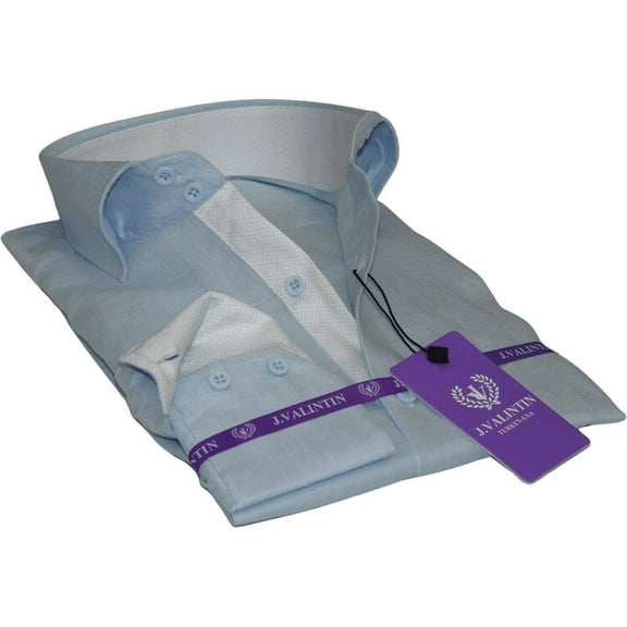 Mens 100% Linen Summer Shirt J.Valintin Turkey-Usa Axxess Style OBR78-09 Blue