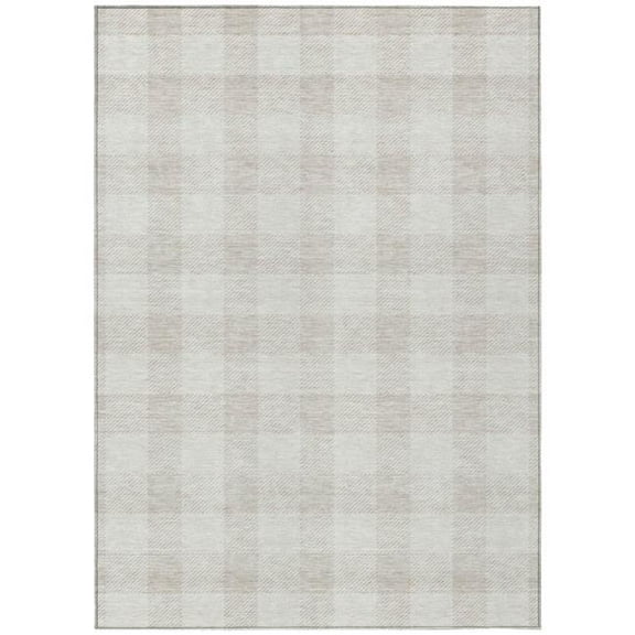 HomeRoots 595403 3 x 5 ft. Ivory & Beige Plaid Washable Indoor & Outdoor Rectangle Area Rug