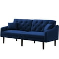 thumbnail image 1 of Clearance! Navy Blue Couches and Sofas, Mid Century Sectional Fabric Sofa for Small Spaces, Loveseat Sofas with Solid Wood Frame/2 Pillows, Tufted Loveseat Sofa Couch for Living Room, 74.8"L, L1135, 1 of 9