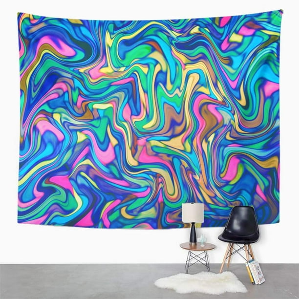 XDDJA Bright Neon Color Palette Marbling Marble Abstract Colored Suminagashi Wall Art Hanging Tapestry Home Decor for Living Room Bedroom Dorm 60x80 inch Walmart