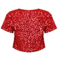 thumbnail image 2 of Jowowha Women's Fashion Casual Cardigan Short Sleeve Glitter Sequin Cover Up Cropped Jacket Coat Red One Size, 2 of 7