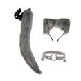 thumbnail image 4 of Conjunto de 3 piezas de orejas y cola de , disfraz de cosplay para fiesta de actuación en escenario Gris, 4 of 9