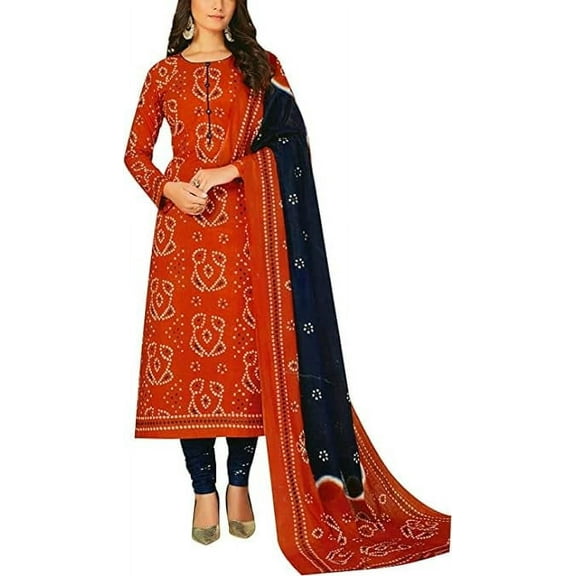 Indian Wedding Wear Designer Sewn Churidar Salwar Kameez Dupatta Pakistani Dress ( Orange, 8XL - 58 )