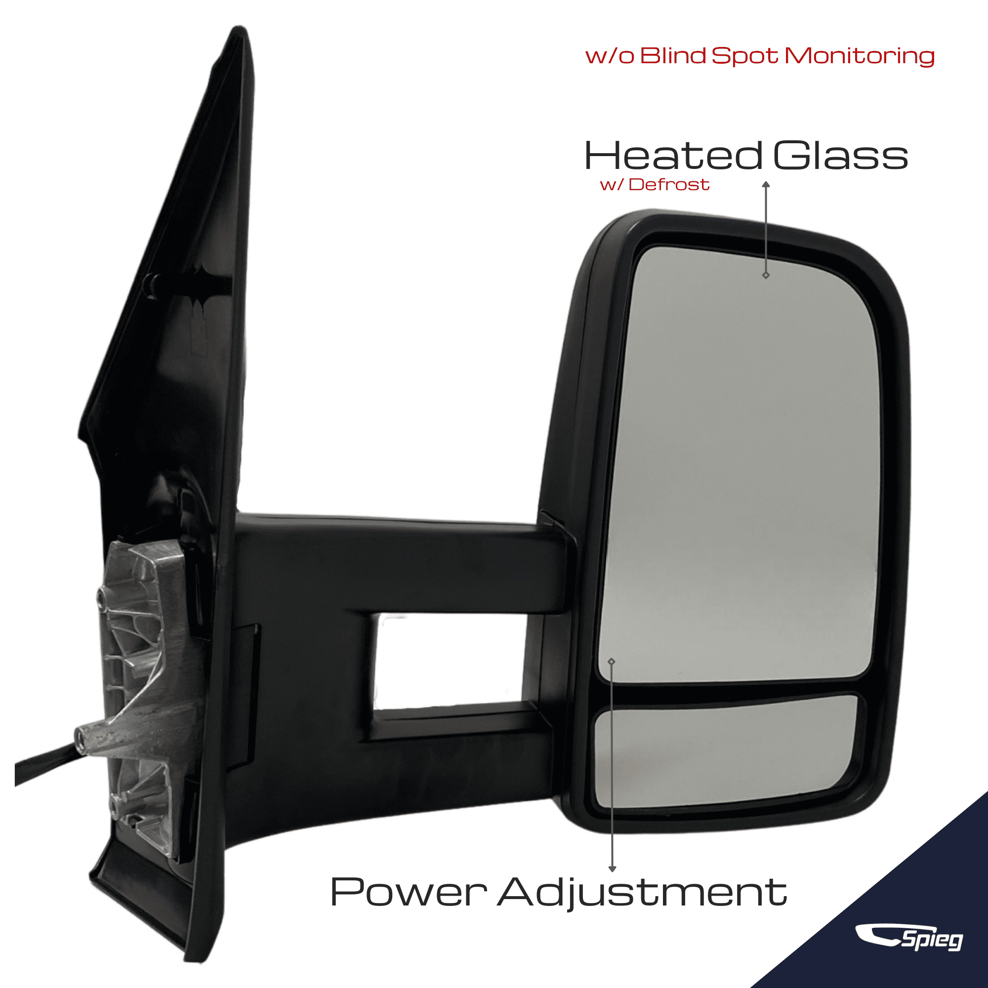 Spieg ‎CH1321380 Long Arm Passenger Side Mirror for 2007-2018 Dodge Mercedes Freightliner Sprinter | Right Side View Mirror Assembly Power Adj Heated Manual Folding Turn Signal | Textured 6Pins